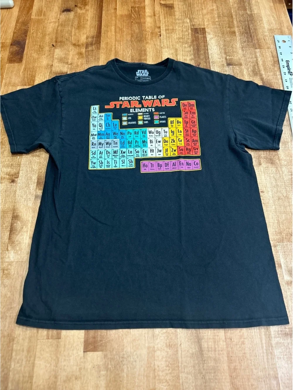 Star Wars Periodic Table of Elements Graphic T-Shirt Black Size XL